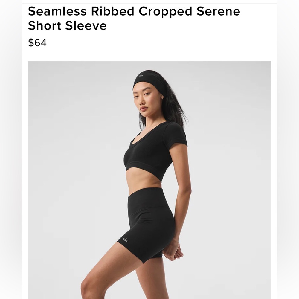 Alo seamless ribbed cropped serene short sleeve top